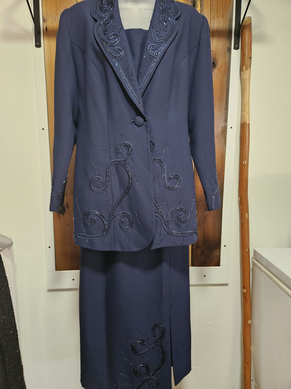 Fifth Sunday Navy Beaded Maxi Skirt Suit Set